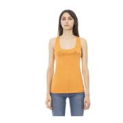 Strass Logo Lange Ronde Hals Tank Top Just Cavalli , Orange , Dames