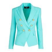 Graan van poeder 6-knoops jasje Balmain , Blue , Dames