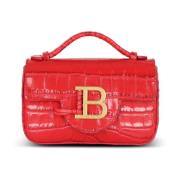 B-Buzz mini tas in krokodillenprint leer Balmain , Red , Dames