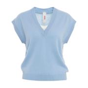 Blauwe Cashmere V-Hals Gebreide Kleding MVM , Blue , Dames