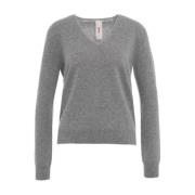 Luxe Cashmere Gebreide Trui Grijs MVM , Gray , Dames