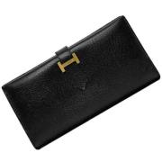 Pre-owned Leather wallets Hermès Vintage , Black , Dames