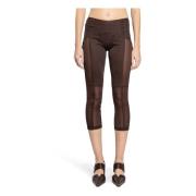 Bruine Elastische Taille Cropped Capri Broek Knwls , Brown , Dames