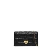 Zwarte schoudertas met gouden details Moschino , Black , Dames