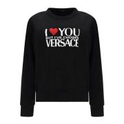 Katoenen sweatshirt met logo en studs Versace , Black , Dames