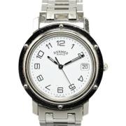 Pre-owned Stainless Steel watches Hermès Vintage , White , Heren