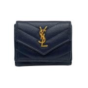 Pre-owned Leather wallets Yves Saint Laurent Vintage , Blue , Dames