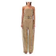 Beige Strapless Jumpsuit Wide-leg Saint Laurent , Beige , Dames