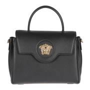 Zwarte Leren La Medusa Handtas Versace , Black , Dames