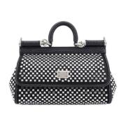 Rhinestone Satijnen Handtas met Flap Sluiting Dolce & Gabbana , Black ...