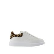 Witte Luipaard Oversized Sneakers Leer Alexander McQueen , White , Dam...