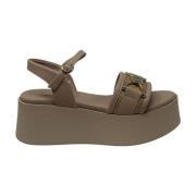 Wig Sandalen Frau , Brown , Dames