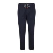 Stretch katoen en leren jogger broek Eleventy , Blue , Heren