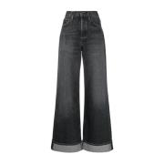 Wijde Katoenen Jeans met Omgeslagen Zoom Agolde , Blue , Dames