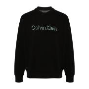 Zwarte Katoenen Crewneck Sweater Calvin Klein , Black , Heren