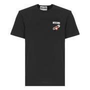 Zwart T-shirt met Crew Neck Moschino , Black , Heren