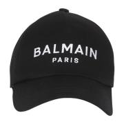 Katoenen pet met Parijs borduursel Balmain , Black , Heren