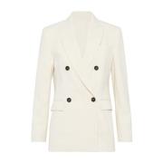 Dubbelborstige witte jas Brunello Cucinelli , White , Dames