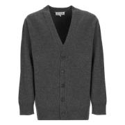 Grijze Wol V-Hals Cardigan Sweater Maison Margiela , Gray , Heren