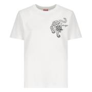 Witte Katoenen T-shirt met Borduurwerk Kenzo , White , Dames