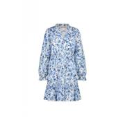 Blauw Print Pofmouw Jurk Fabienne Chapot , Blue , Dames