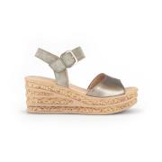 Beige Leren Sandalen Gabor , Beige , Dames