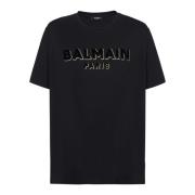 Metaic focket Bamain T-shirt Balmain , Black , Heren