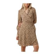 Dames Jurken Short Printed Wrap Dress Notre-v , Beige , Dames