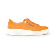 Fluweel Leren Oranje Sneakers Gabor , Yellow , Dames