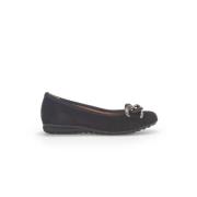 Zwarte Fluweel Leren Ballerina Gabor , Black , Dames