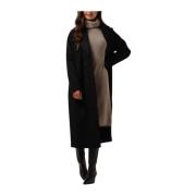 Dames Jassen Wool Coat Long Notre-v , Black , Dames