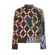 Kleur-Blok Sweater Diamant Luipaard Ontwerp Marni , Multicolor , Heren