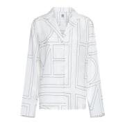 Monogram Print Pyjama-Style Shirt TotêMe , White , Dames