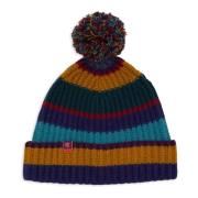 Blauwe Wol Kasjmier Beanie met Strepen Gallo , Multicolor , Unisex