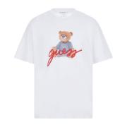 Korte Mouw T-shirt Guess , White , Heren