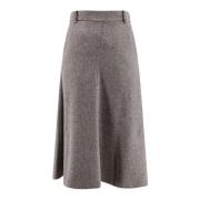 Flared Virgin Wool Skirt Brunello Cucinelli , Gray , Dames