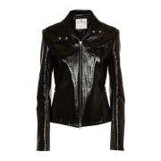 Zwarte Vinyl Biker Jas Courrèges , Black , Dames