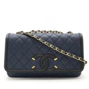 Pre-owned Leather shoulder-bags Chanel Vintage , Blue , Dames