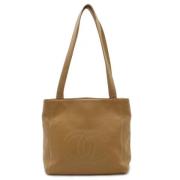 Pre-owned Leather totes Chanel Vintage , Beige , Dames