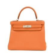 Pre-owned Leather handbags Hermès Vintage , Orange , Dames