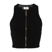 Zwart Crop Top met Olympische Halslijn Elisabetta Franchi , Black , Da...