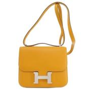 Pre-owned Leather shoulder-bags Hermès Vintage , Yellow , Dames