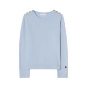 Merino Wol Gebreide Lange Mouwen Top Busnel , Blue , Dames