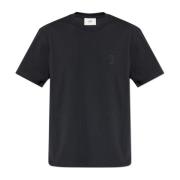 T-shirt met reliëflogo Ami Paris , Black , Heren