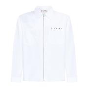 Witte Katoenen Shirt met Ritssluiting Marni , White , Heren