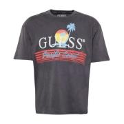 Korte Mouw T-shirt Guess , Black , Heren