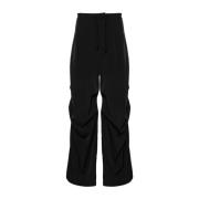 Gathered Detail Wijde Pijp Broek MM6 Maison Margiela , Black , Heren