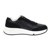 Zwarte Herensneakers Logo Ontwerp Armani Exchange , Black , Heren