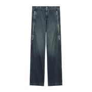 Blauwe Denim Straight Leg Broek MM6 Maison Margiela , Blue , Heren