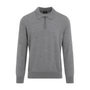 Luxe Grijze Wollen Poloshirt Brioni , Gray , Heren